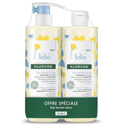 Lot Mildes beruhigendes Waschgel Calendula Baby Klorane 2x500ml